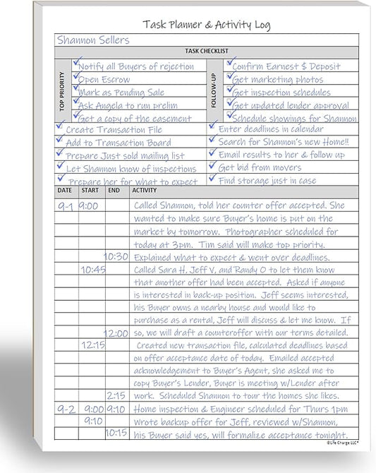 Task Planner & Activity Log Notepad – 60 Page Undated Daily & Hourly Planning Pad, To-Do List, Checklist, Track Time & Tasks, ADHD Tracker – Organize Workday, Boost Productivity – 8.5 x 11 Tear Sheets