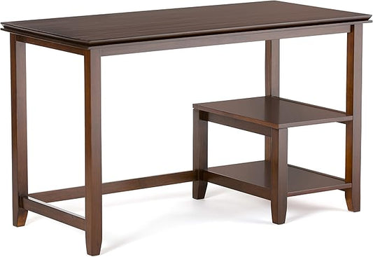 SIMPLIHOME Artisan SOLID WOOD Transitional Modern 50 inch Wide Home Office Desk, Writing Table, Workstation, Study Table Furniture in Russet Brown