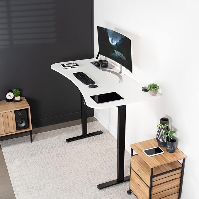 VIVO Electric 63 x 32 in Standing Desk, Memory Height Adjustment, 1B Series, White Top Black Frame, DESK-KIT-1B1W