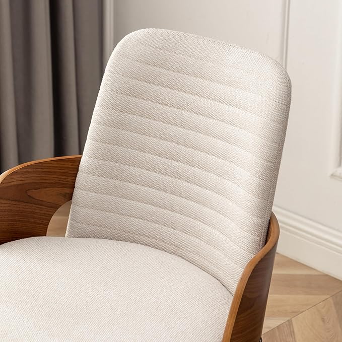 Dining Room Chairs,Mid Century Modern Kitchen Chairs,Upholstered Beige Fabric Accent Chairs,Metal Legs Wooden Desk Chairs Armless and No Wheels for Kitchen Dining Living Room,1PCS