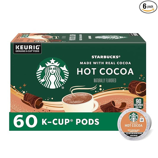 Starbucks Coffee K-Cup Pods, Naturally Flavored Hot Cocoa For Keurig Coffee Makers, 6 Boxes (60 Pods Total)