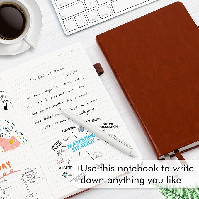 12 Pack Notebooks Journals Bulk with 12 Black Pens, Feela A5 Hardcover Notebook Classic Ruled Journal Set with Pen Holder for School Business Work Travel Writing, 120 GSM, 5.1”x8.3”, Brown