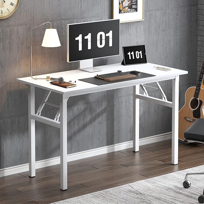 sogesfurniture Computer Desk Office Desk 47 inches Folding Table Laptop Desk Computer Table Workstation with BIFMA Certification No Assembly Required,White BHUS-AC5DW-120