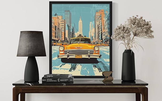 New York Taxi Pop Art Poster Print, Vintage Retro Wall Art Decor Paintings Classic Artwork for Bedroom Living Room Decorations. 43 (New York Taxi, 11 x 14 inches, Unframed)
