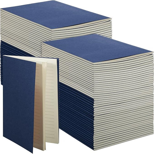 Sepamoon 200 Pack Kraft Notebook Journals 5.5 Inch x 8.3 Inch A5 Journal Softcover Notebooks Bulk for Kids Student Writing Sketch Travel Journal Office Notepad with 60 Pages 30 Sheets(Navy)