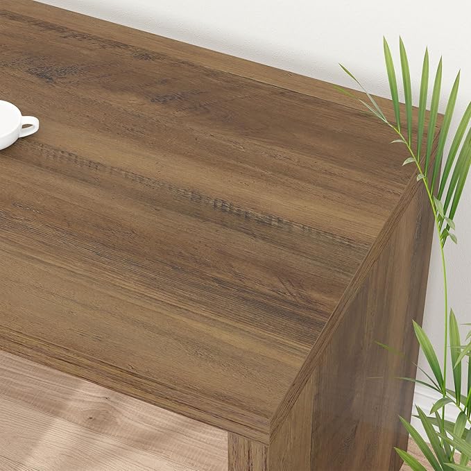 HSH 360 Rotating L Shaped Desk with Drawers, L Shape Computer Desk with Storage Cabinet Shelves, Rustic Home Office Desk for Executive Writing Study Work, Wood Table Swivel Desk, Rustic Oak, 55 Inch