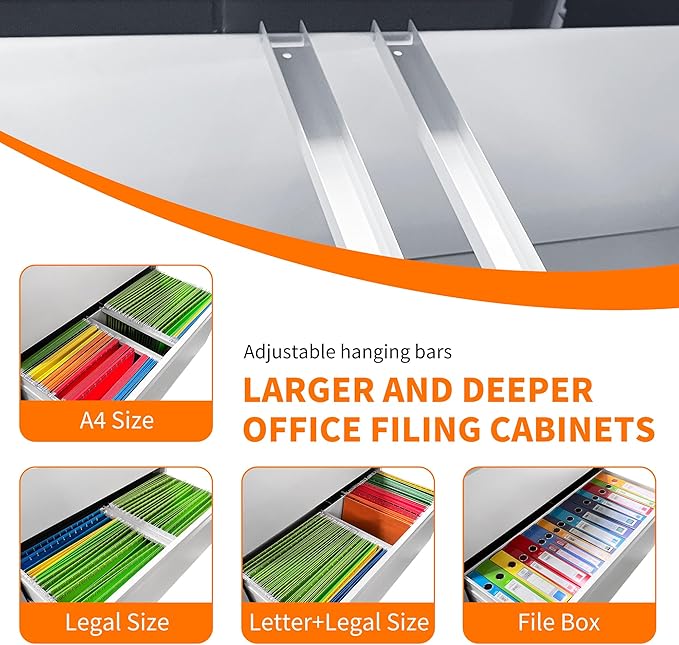 2 Drawer Lateral File Cabinet with Lock Heavy Duty Large Metal Filing Cabinets Home Office White Locking Cabinets Wide Steel Cabinet for Legal/Letter Size,Assembly Required