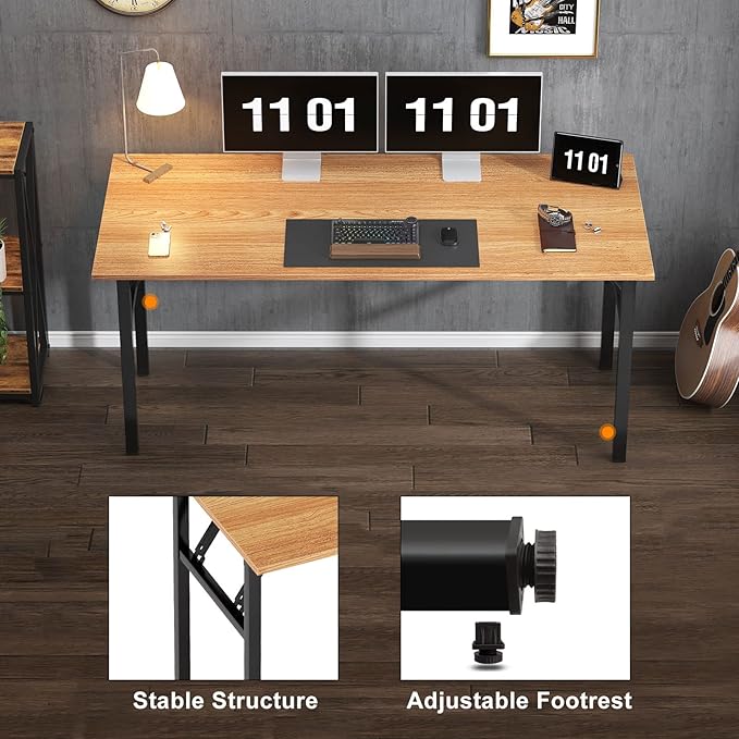 sogesfurniture Computer Desk Office Desk 59.8Inch Folding Table Laptop Desk Computer Table Workstation with BIFMA Certification No Assembly Required,Black BHUS-AC5-15260BB