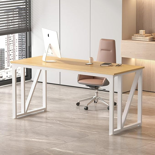 NSdirect Computer Desk 62.2×22.8 Inch Gaming Desk with Deeper & Thicker Desktop, Office Desk Work Desk for Home Office, Natural