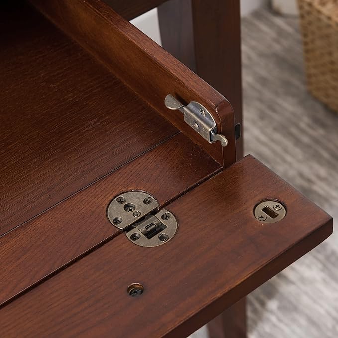 Leick Home 82400 Mission Writing Computer Desk with Drop Front Keyboard Drawer, for Home Office, Solid Wood, Mission Oak