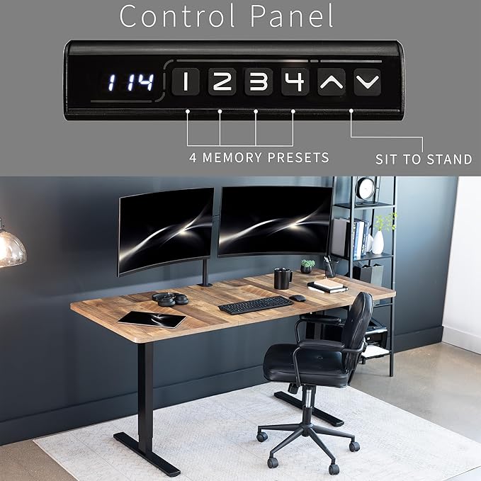 VIVO Electric 71 x 30 in Standing Desk, Memory Height Adjustment, 1B Series, Reclaimed Wood Top Black Frame, DESK-KIT-1B7P