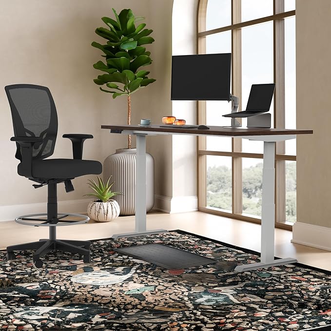 Lift It, 66"x30" Electric Height Adjustable Desk for Office or Home, Dual Motor, 4 Memory/USB Charging LED Control, Walnut Block Top and White Frame