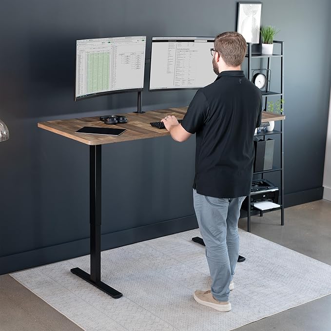VIVO Electric 71 x 30 in Standing Desk, Memory Height Adjustment, 1B Series, Reclaimed Wood Top Black Frame, DESK-KIT-1B7P