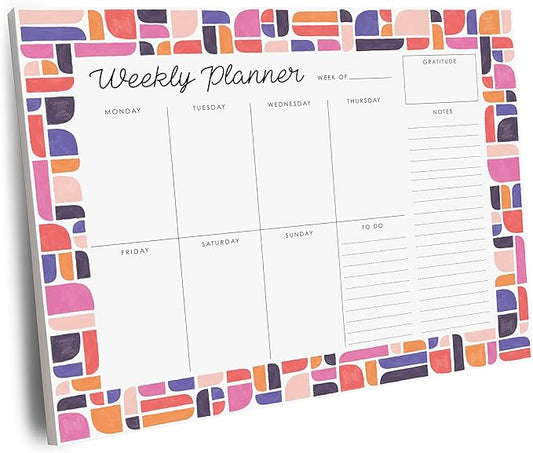 Weekly Planner Pad, 52 Letter Size Tear Off Sheets, 8.5” x 11” Undated Calendar Weekly Desk Planner Notepad, Daily Schedule Priorities To Do List for Week (Style 3)