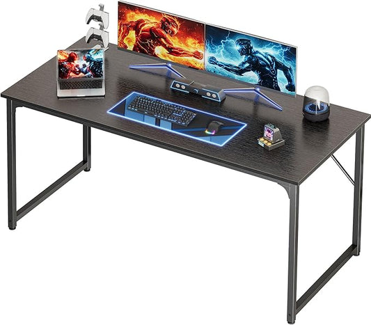 PRAISUN 54 X 24 Inch Computer Desk with Deeper Desktop, Gaming Office Writing Work Desk for Home Office, Study, Bedroom, Work from Home, Metal Frame, Black