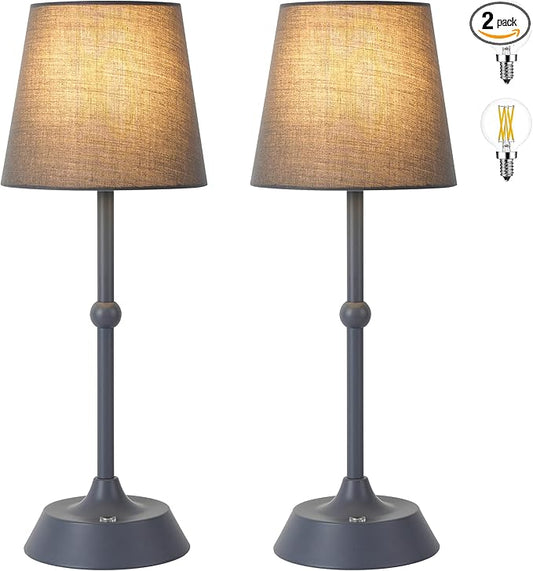 LED Cordless Grey Table Lamp Portable Dimmable Desk Lamp 6000mA Battery Powered Touch Control Table Lamp Dining Room,Bedroom,Bar,Camping,Balcony.