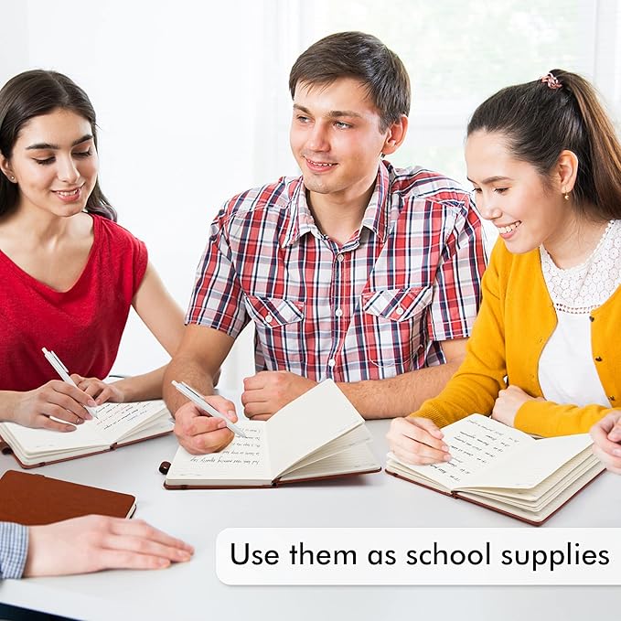 12 Pack Notebooks Journals Bulk with 12 Black Pens, Feela A5 Hardcover Notebook Classic Ruled Journal Set with Pen Holder for School Business Work Travel Writing, 120 GSM, 5.1”x8.3”, Brown