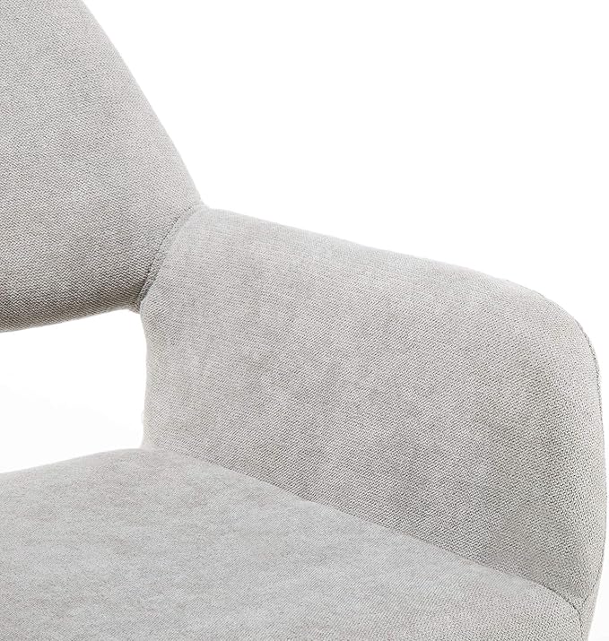 Desk Chair No Wheels Comfy Accent Chair for Living Dining Room Bedroom Vanity Chair Makeup Chair Home Office Mid Century Modern Upholstered Armchair Sofa (Gray, 1)