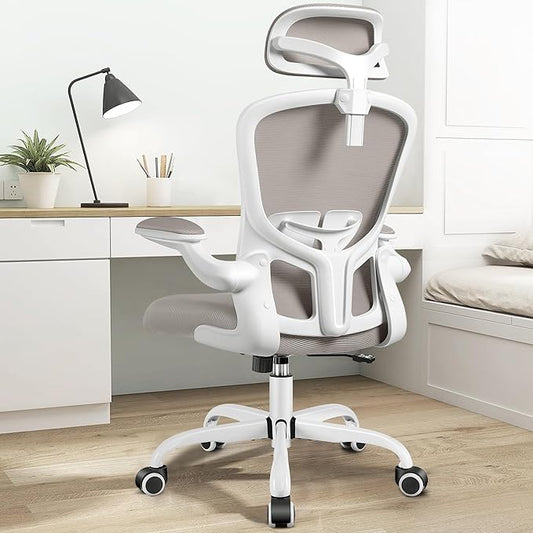 FelixKing Ergonomic Office Chair, Headrest Desk Chair with Adjustable Lumbar Support, Home Office Swivel Task Chair with High Back and Armrest, Adjustable Height Gaming Chair (Gray)