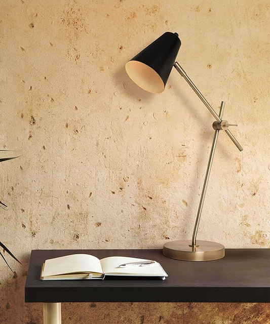 HarvestLand HaloBar Reading Lamps – Adjustable Black Table Lamps, Industrial Table lamp with Solid Base for Home Office, Study and Reading, Desk Lamps for Home Office