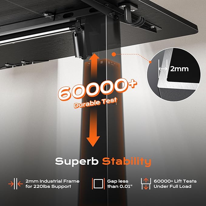 Huuger 55 x 28 Large Electric Standing Desk with 4 AC Outlets, Type-C Port, Height Adjustable Computer Desk, 27.6" Deep Desktop, Stand up Gaming Office Desk, 3 Preset Heights, for Home Office, Black