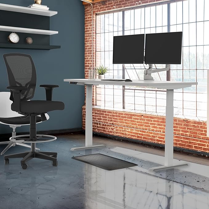 Lift It, 66"x30" Electric Height Adjustable Desk for Office or Home, Dual Motor and 4 Memory/USB Charging LED Control, Brite White Top and White Frame