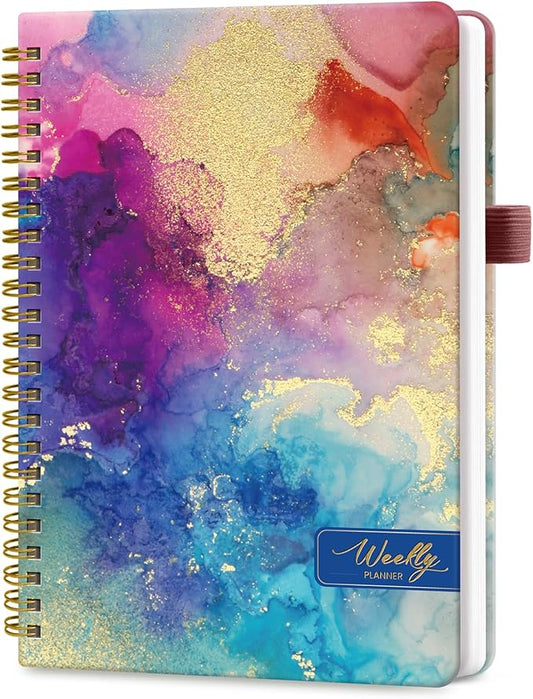 Undated Weekly Planner, Weekly To Do List Notebook with Goal & Habit Tracker Organizer, A5 Weekly Planner Notebook with Spiral Binding, 6.1" x 8.2" - Color Splash