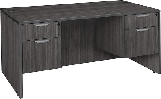 Regency Legacy Double Pedestal Desk with Four Drawers, 66", Ash Grey
