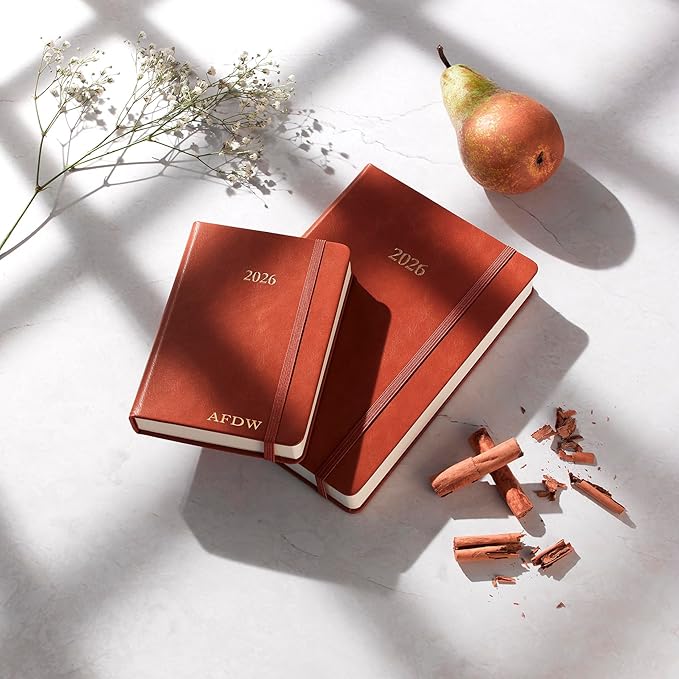 Wykeham's Executive 2026 Daily Journal Planner – US Public Holidays & Format – Customization Available (Personalized Brown, 8.5"×5.5")