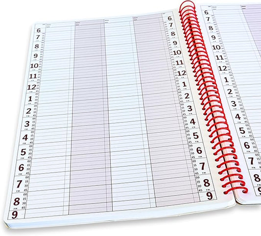 Notebook Planner, 4 Column Appointment Book – Large 8.5" x 13.5" Undated 2025 Planner, Daily & Hourly Planner in 15 Minute Increments – Spiral Notebook Organizer for Scheduling Appointments (4 Columns)