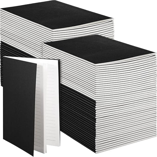 Sepamoon 200 Pack Kraft Notebook Journals 5.5 Inch x 8.3 Inch A5 Journal Softcover Notebooks Bulk for Kids Student Writing Sketch Travel Journal Office Notepad with 60 Pages 30 Sheets(Black)