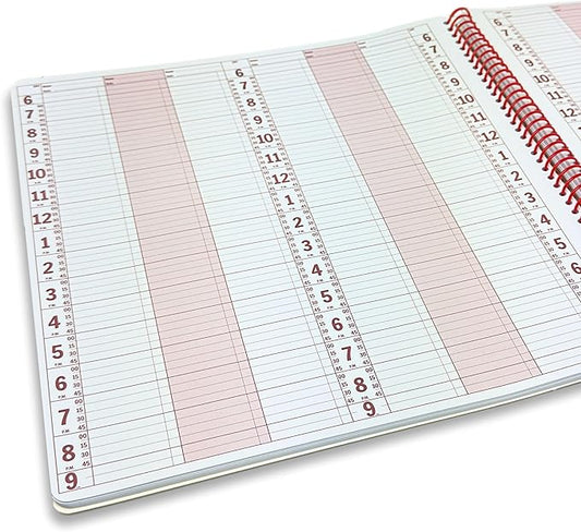 Portage 6 Column Appointment Book - Large 12.75" x 13.5" Daily & Hourly Planner - Spiral Notebook Organizer for Scheduling Appointments