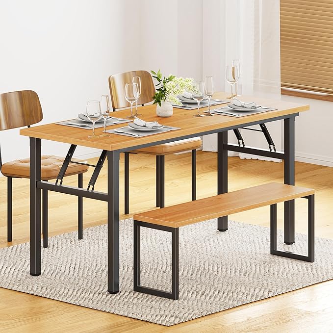 sogesfurniture 62 Inches Large Home Office Computer Desk, Folding Dining Table/Workstation, Computer Desk Office Desk Folding Table,BHUS-AC5-NEW (62 inches, Teak Black)