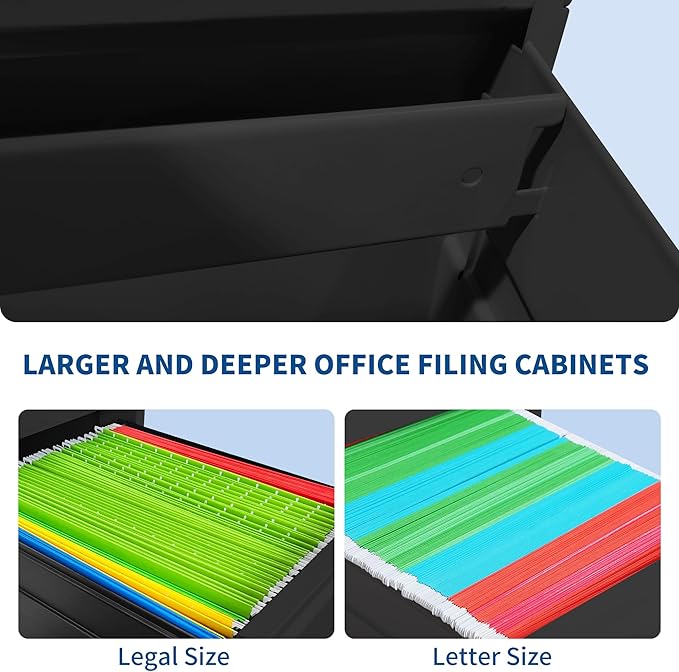 2-Drawer Locking Vertical File Cabinet, Metal Storage Cabinet for Office/Home – Secure Vertical Filing for Letter/Legal/A4/F4 Documents, Easy to Assemble Steel Cabinet