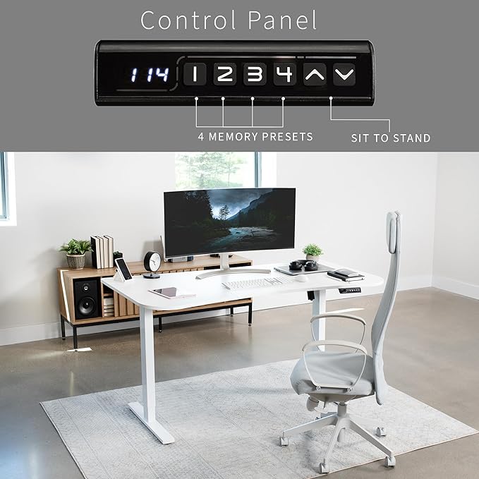VIVO Electric 63 x 32 in Standing Desk, Memory Height Adjustment, 1B Series, White Top White Frame, DESK-KIT-1W1W