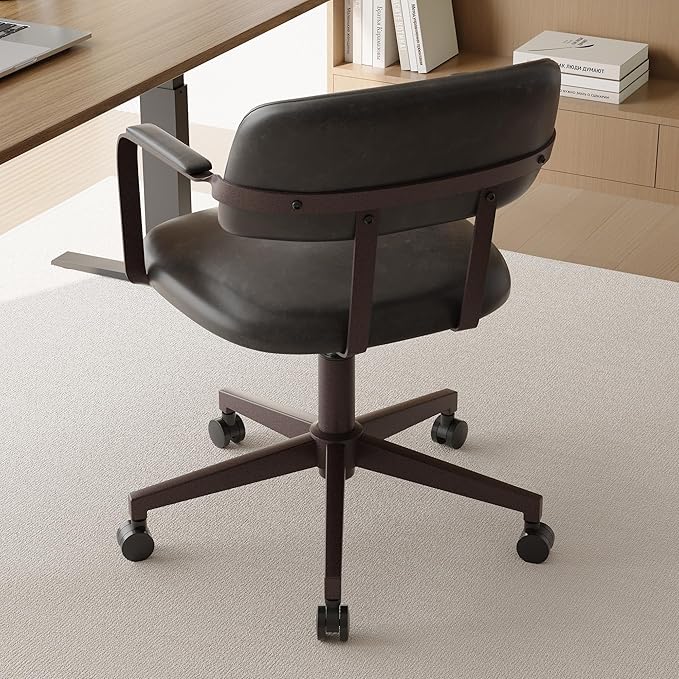 BFZ Mid Century Retro Home Office Desk Chair with Back, Faux Leather Adjustable Height Rolling Swivel Computer Task Armrests Chair for Home Office, BlackGrey