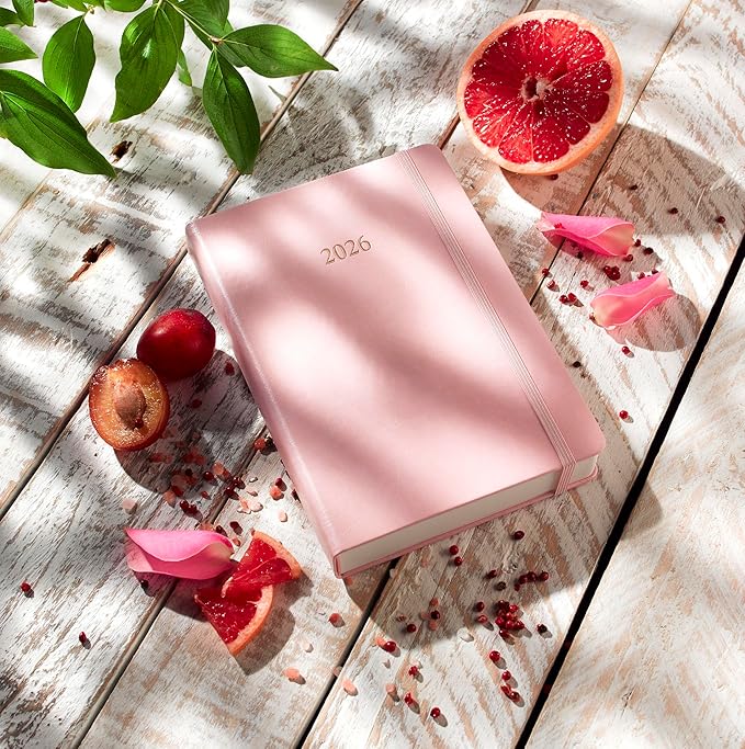 Wykeham's Executive 2026 Daily Journal Planner – US Public Holidays & Format – Customization Available (Rose, 8.5"×5.5")