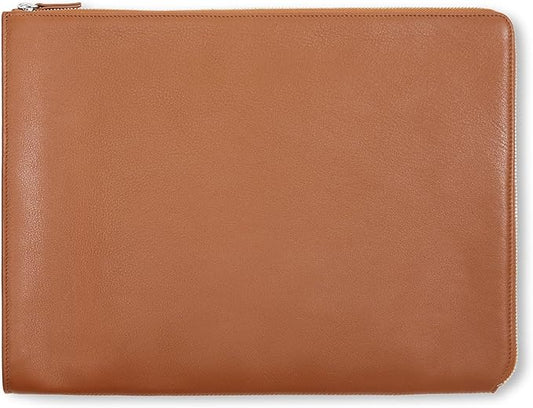 Leatherology Cognac Leatherolgy Zippered Document Holder with Interior Pocket for Tablet