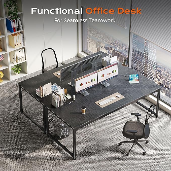 PRAISUN 70.8 X 29.5 Inch Computer Desk with Deeper Desktop, Gaming Office Writing Work Desk for Home Office, Study, Bedroom, Work from Home, Metal Frame, Black