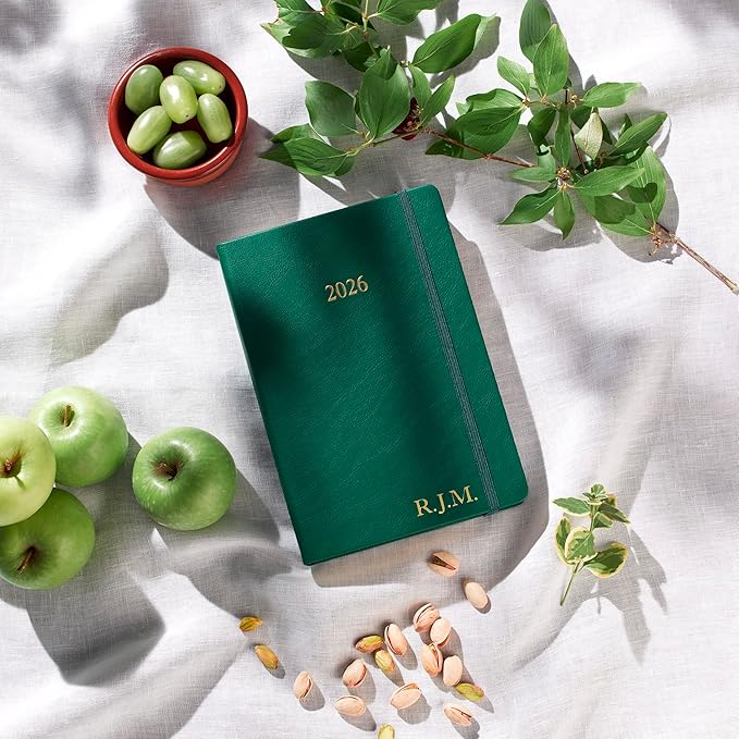 Wykeham's Executive 2026 Daily Journal Planner – US Public Holidays & Format – Customization Available (Personalized Racing Green, 8.5”×5.5”)